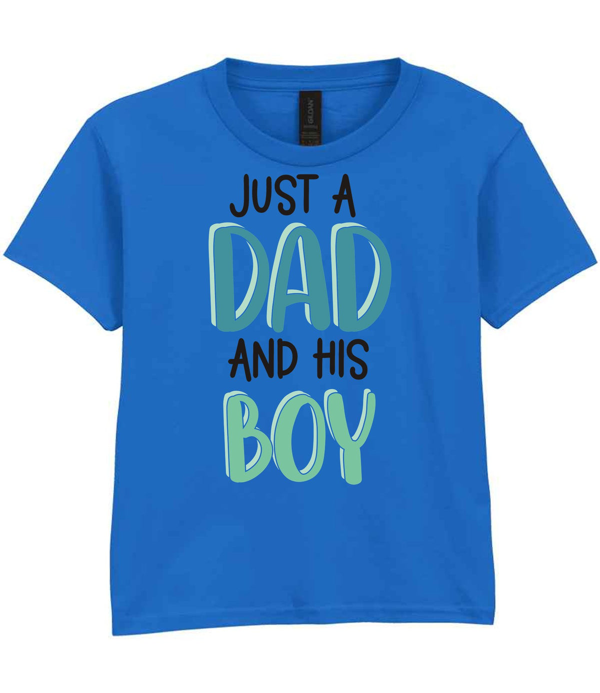 Just a Dad and His Boy t-shirt in royal blue