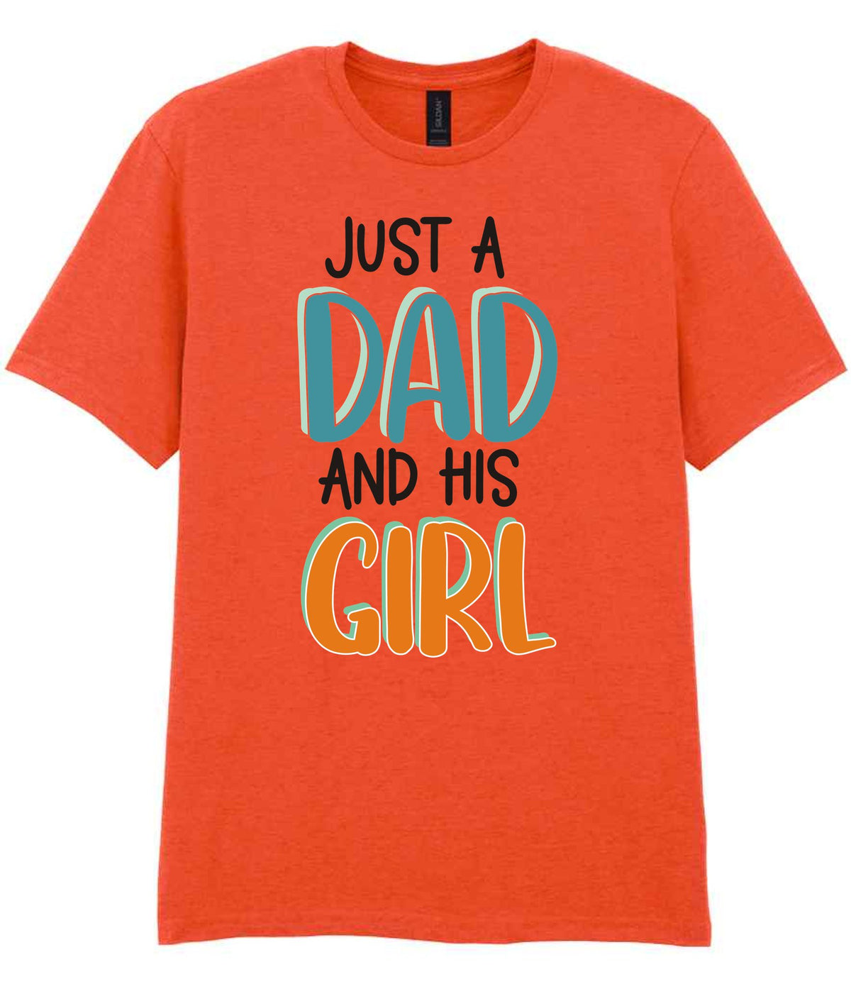Dad piece of the Just A Girl And Her Dad Matching Set - Dad and Kid T-Shirts in Orange