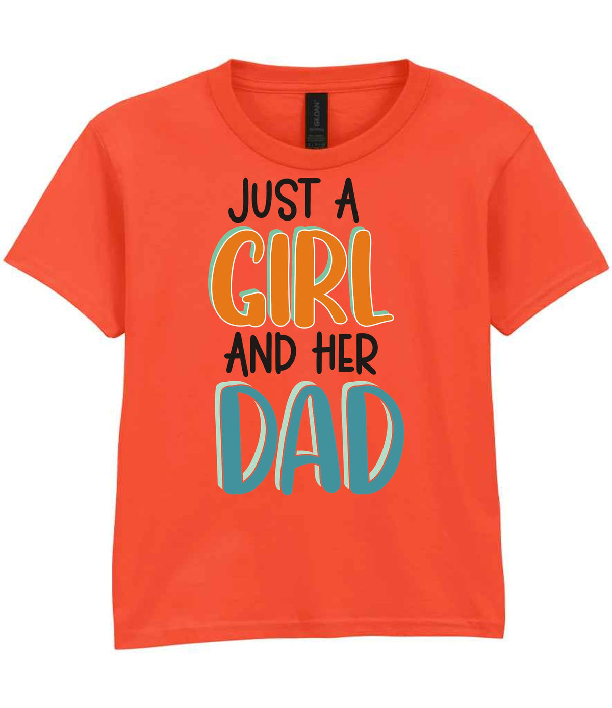 Kid piece of the Just A Girl And Her Dad Matching Set - Dad and Kid T-Shirts in Orange