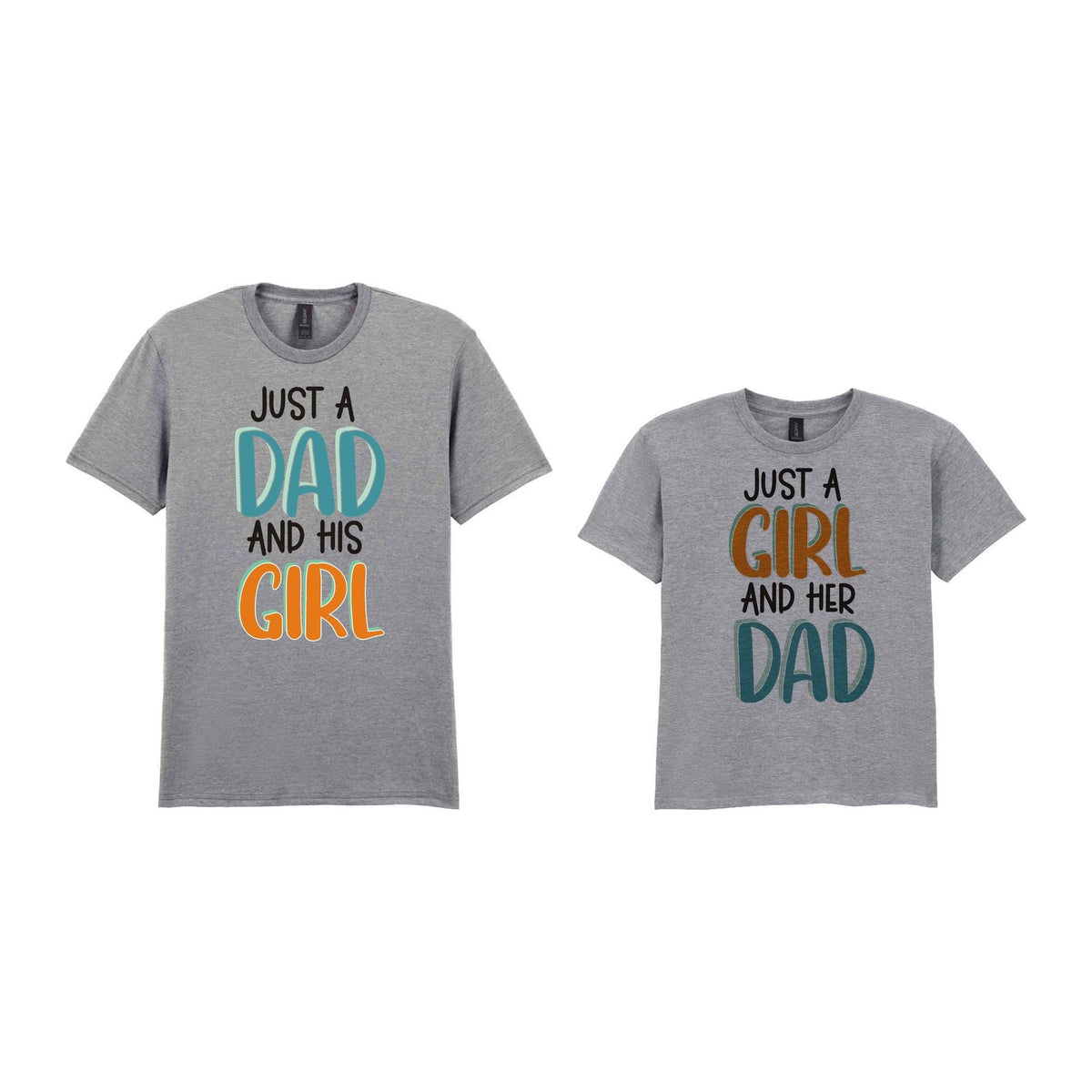 Just A Girl And Her Dad Matching Set - Dad and Kid T-Shirts in Sport Grey