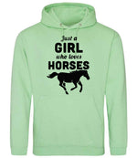 Just a GIRL Who Loves HORSES hoodie in apple green