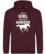 Girl Who Loves Horses hoodie in burgundy