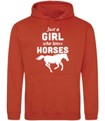 Just a GIRL Who Loves HORSES hoodie in burnt orange