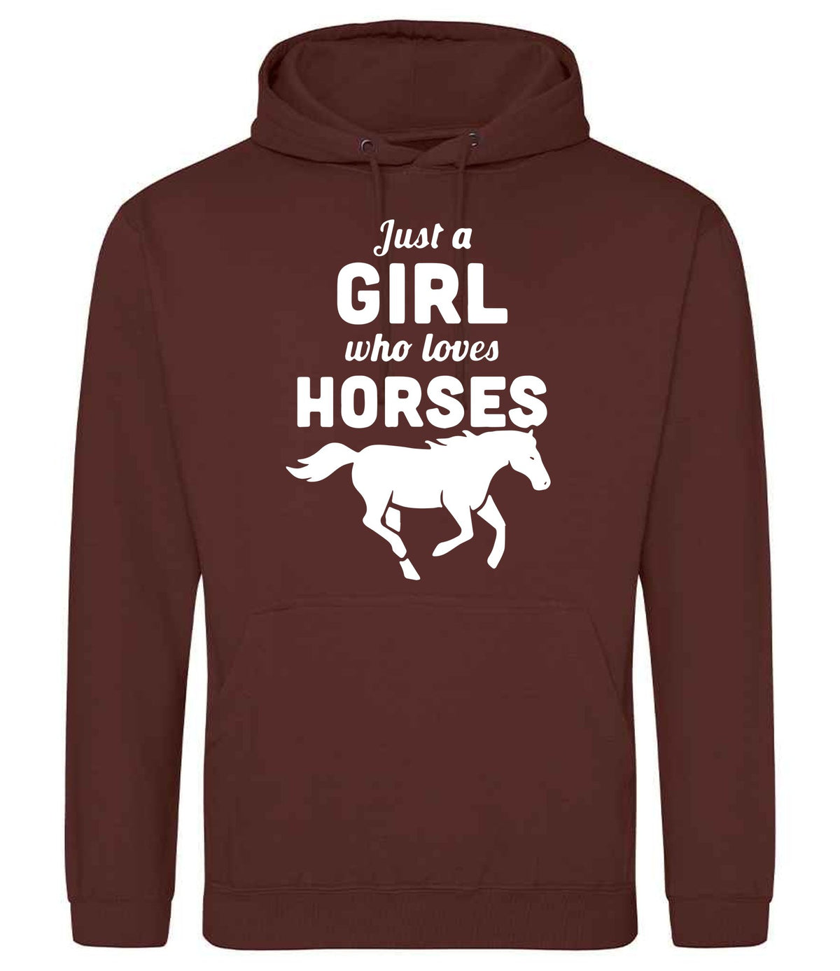 Girl Who Loves Horses hoodie in chocolate fudge brownie