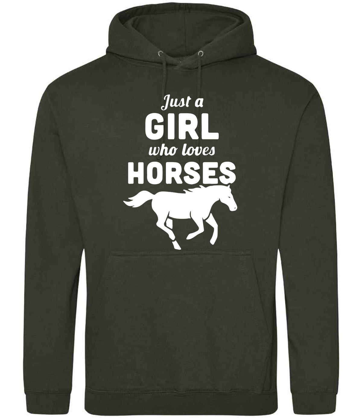 Girl Who Loves Horses hoodie in combat green