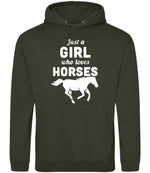 Girl Who Loves Horses hoodie in combat green