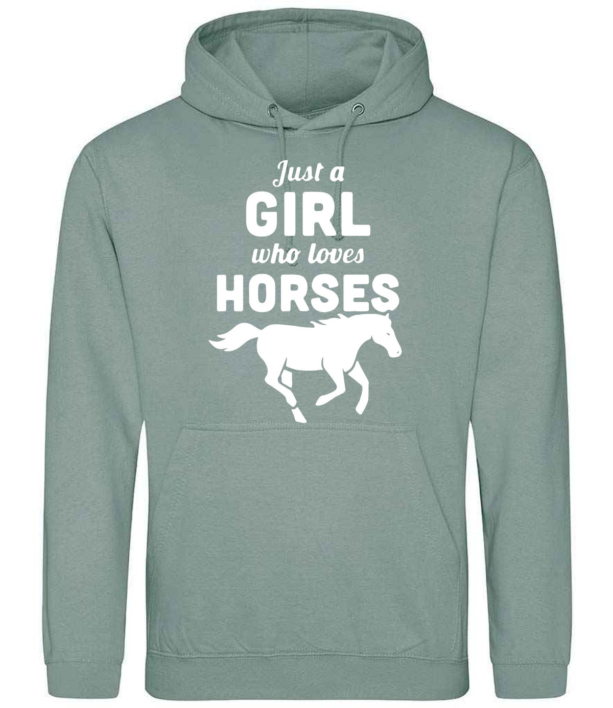 Girl Who Loves Horses hoodie in dusty green