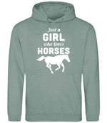 Girl Who Loves Horses hoodie in dusty green