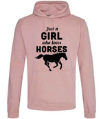 Girl Who Loves Horses hoodie in dusty pink