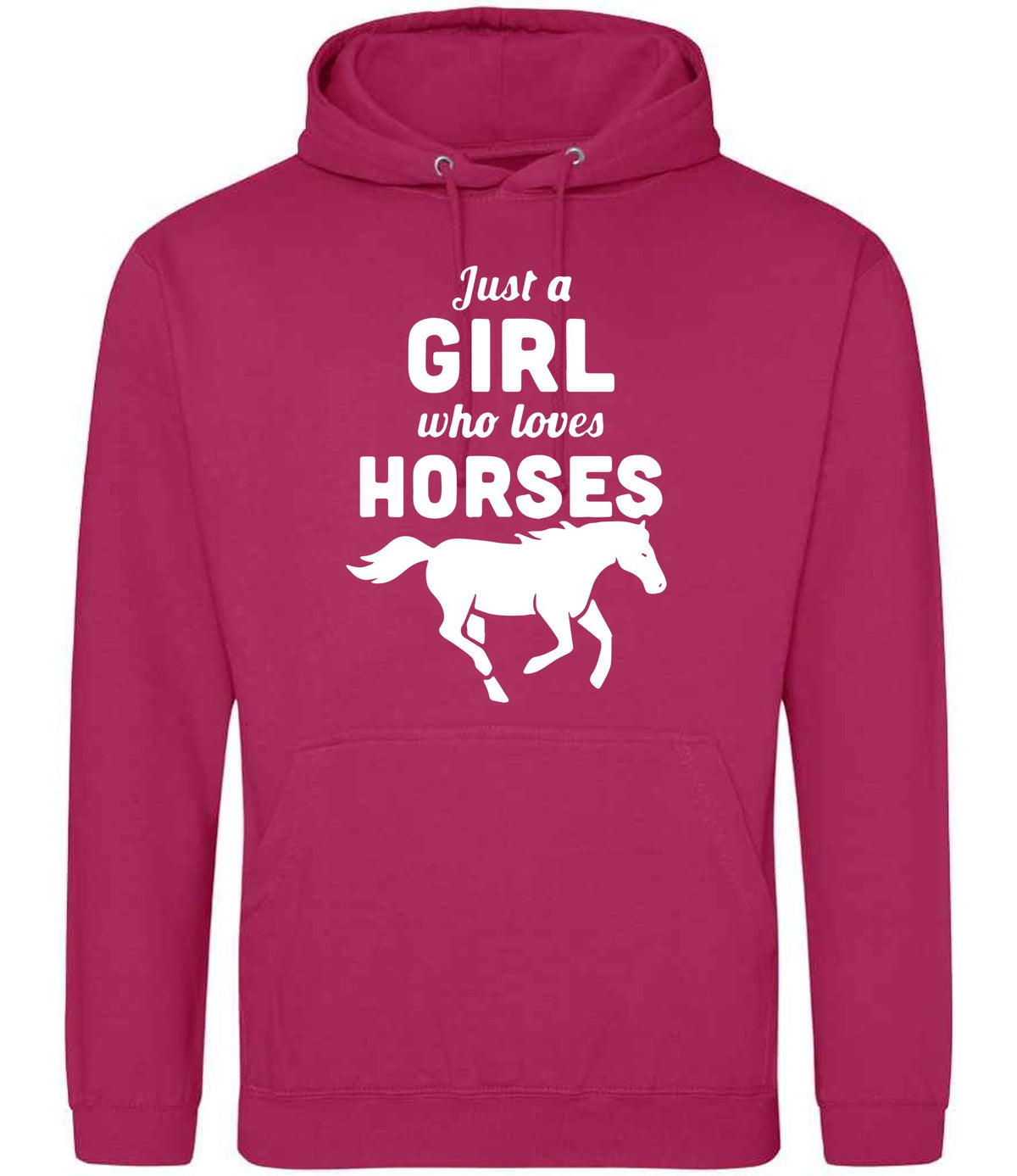 Girl Who Loves Horses hoodie in hot pink
