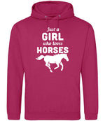 Girl Who Loves Horses hoodie in hot pink