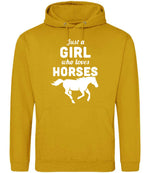 Girl Who Loves Horses hoodie in mustard