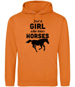 Girl Who Loves Horses hoodie in orange crush