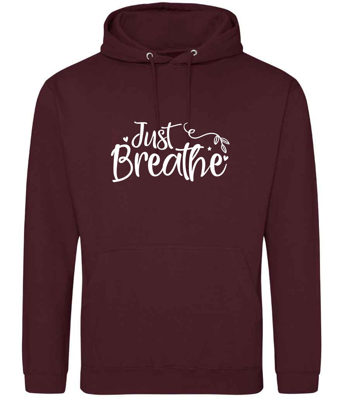 Just Breathe hoodie in burgundy