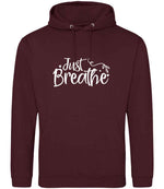 Just Breathe hoodie in burgundy