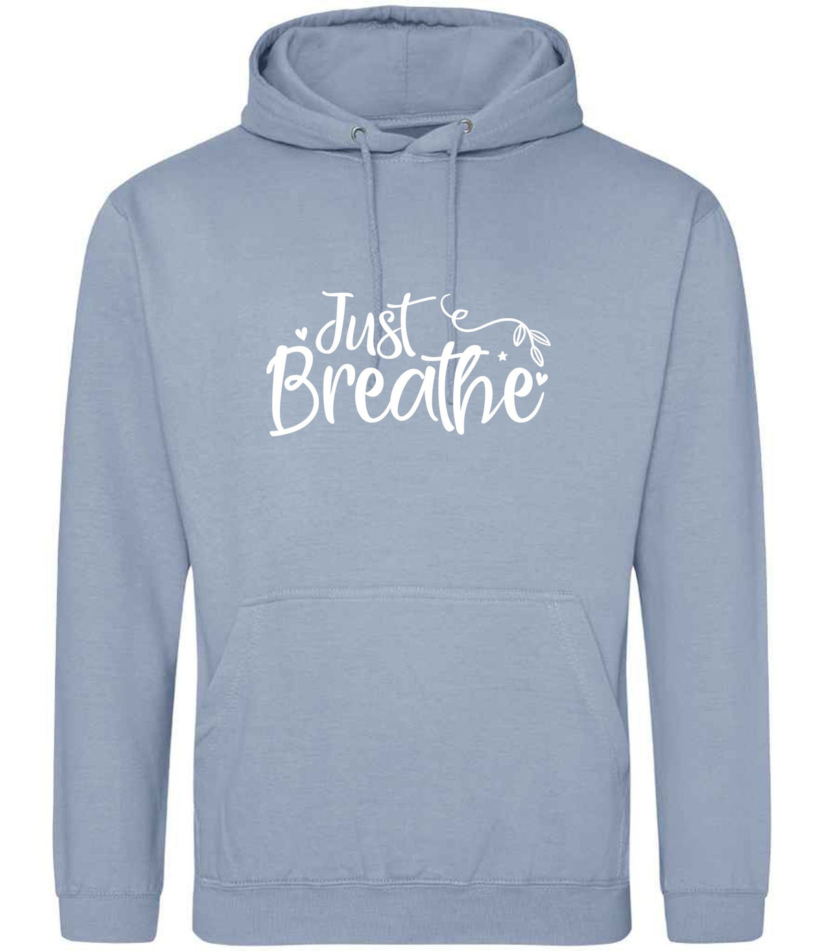 Just Breathe hoodie in dusty blue
