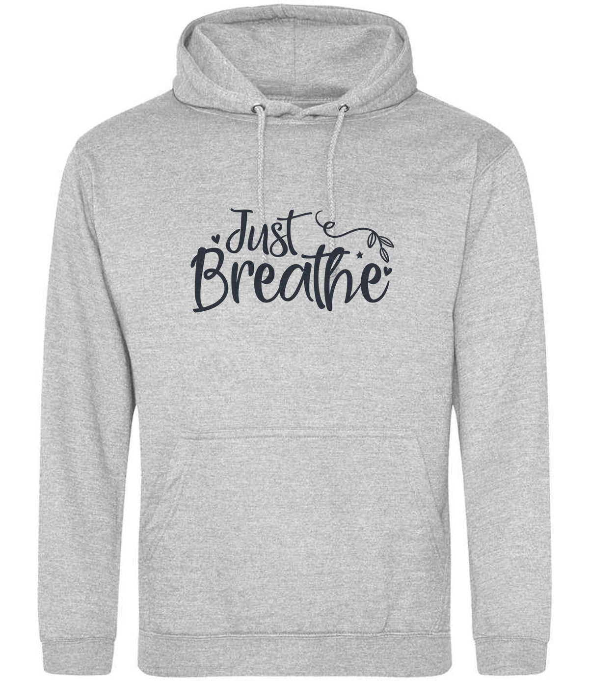 Just Breathe hoodie in heather grey