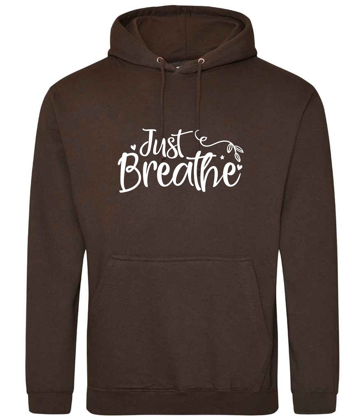 Just Breathe hoodie in hot chocolate
