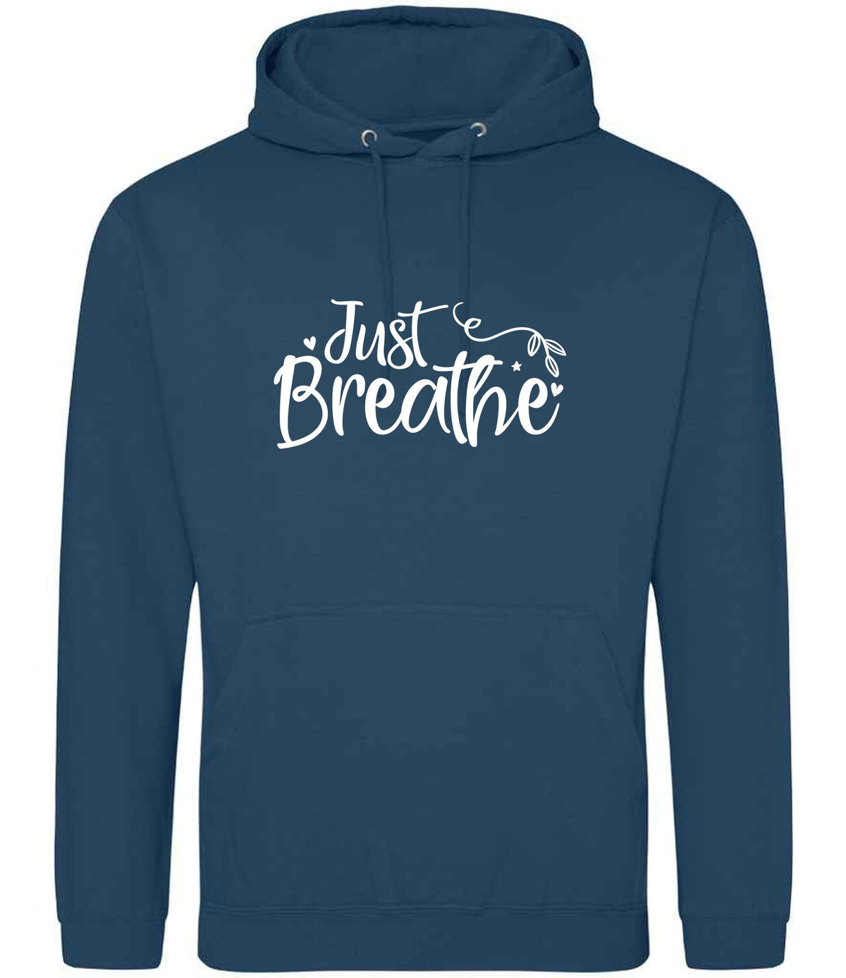 Just Breathe hoodie in ink blue