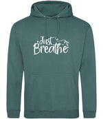 Just Breathe hoodie in moss green