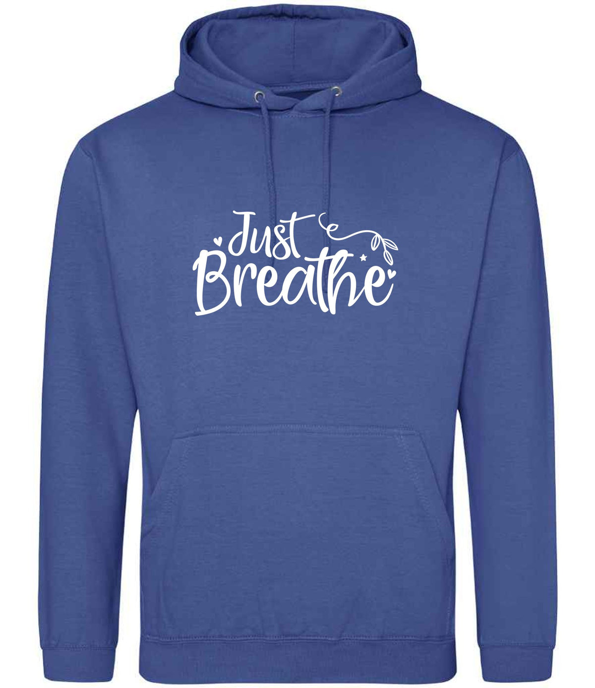 Just Breathe hoodie in royal blue