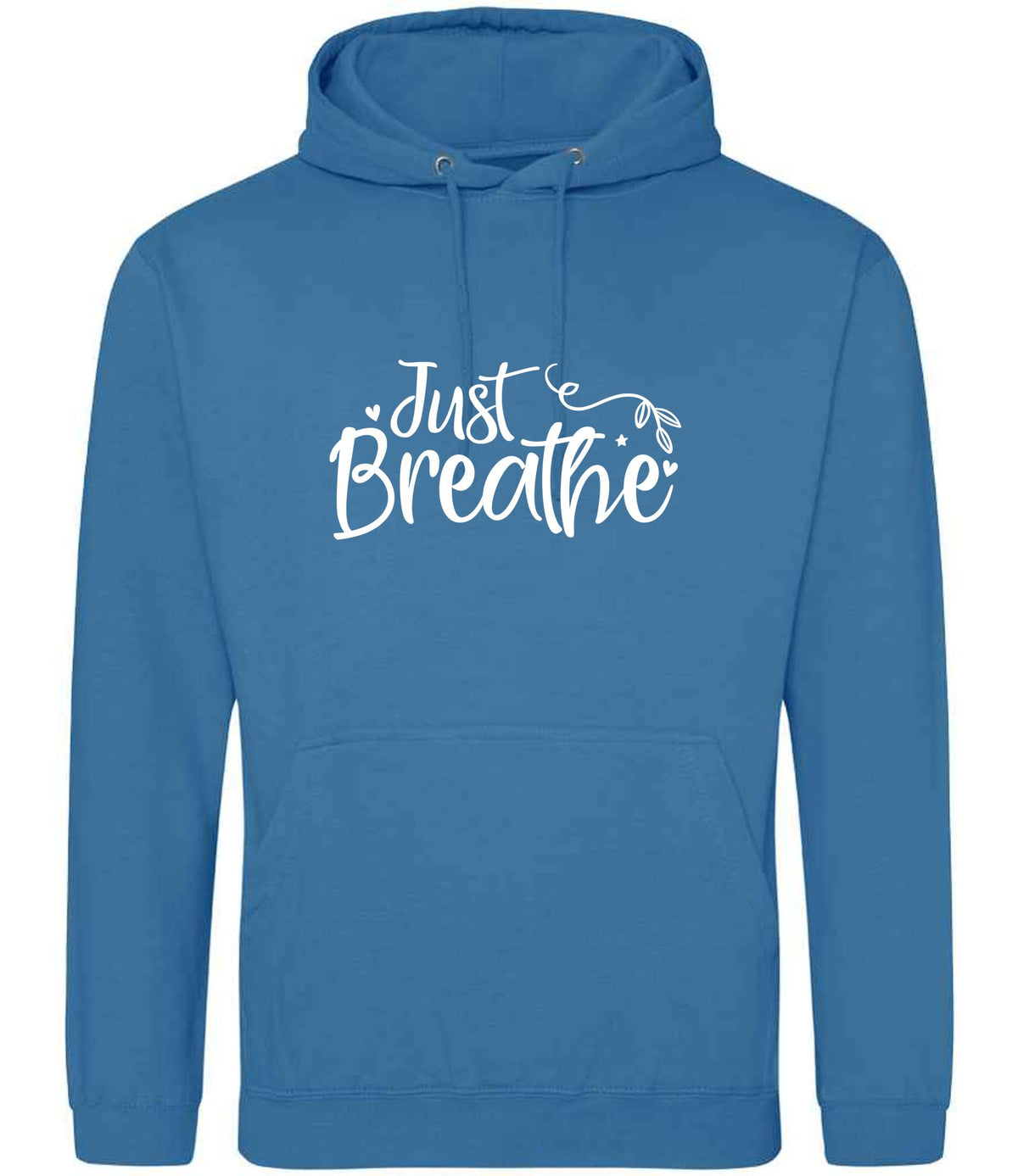 Just Breathe hoodie in sapphire blue