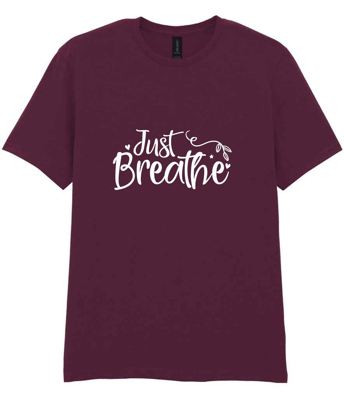 Just Breathe t-shirt in maroon