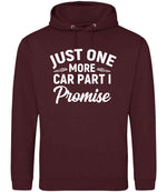 JUST ONE MORE CAR PART I Promise hoodie in burgundy