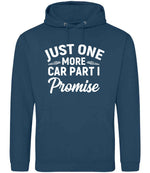JUST ONE MORE CAR PART I Promise hoodie in ink blue