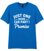 JUST ONE MORE CAR PART I Promise t-shirt in royal blue
