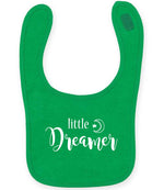 Little Dreamer toddler bib in kelly green