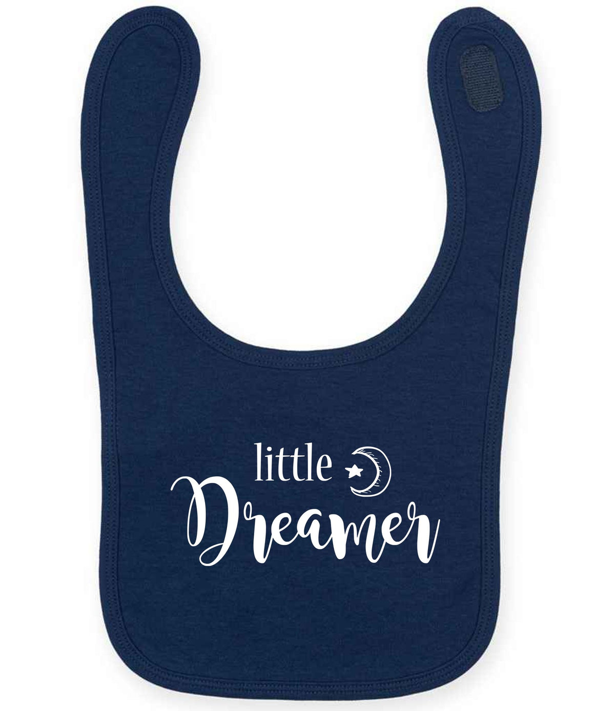Little Dreamer toddler bib in navy