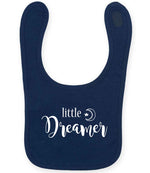 Little Dreamer toddler bib in navy