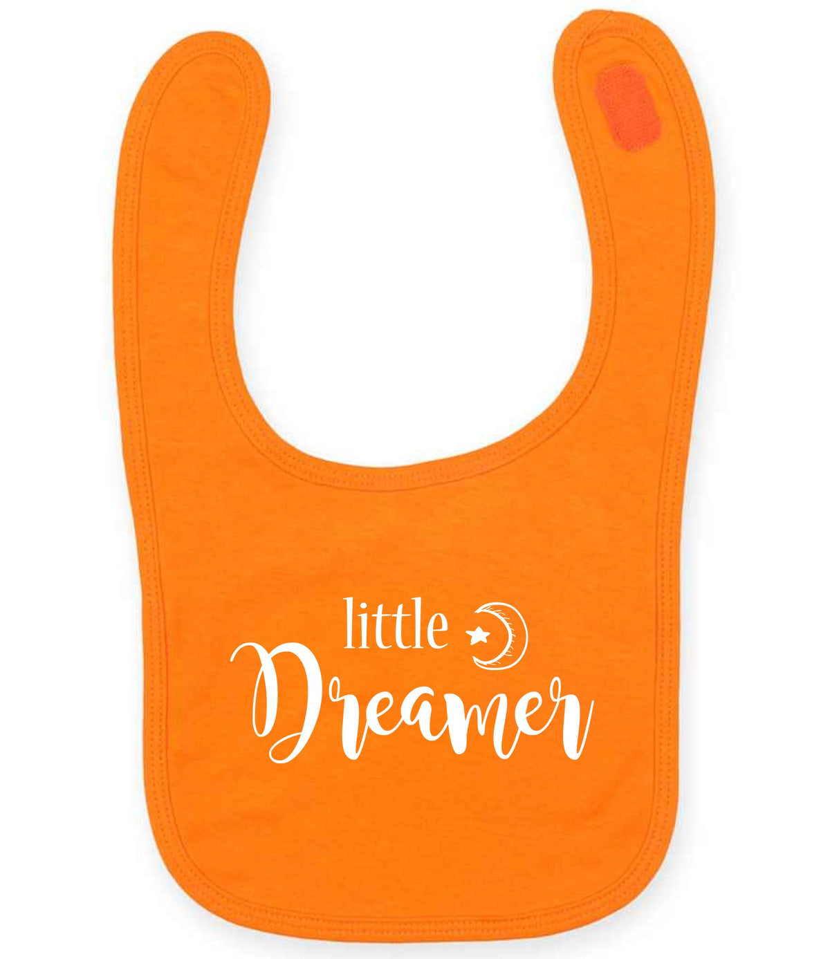 Little Dreamer toddler bib in orange