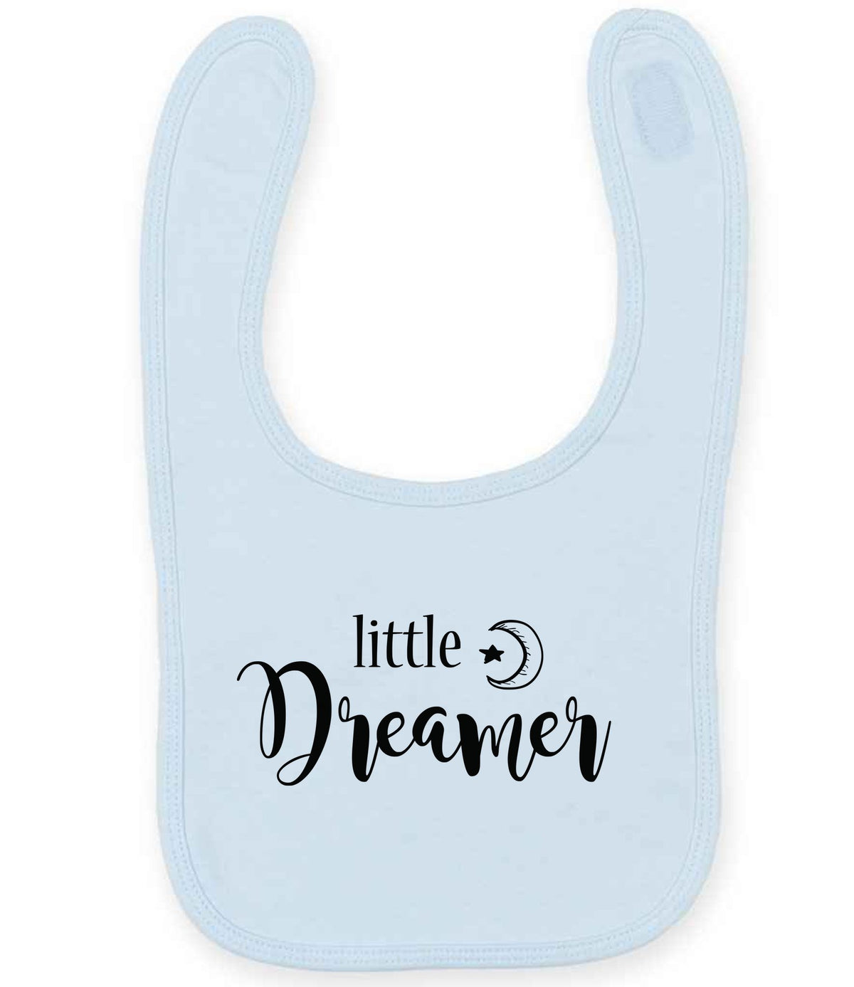Little Dreamer toddler bib in pale blue