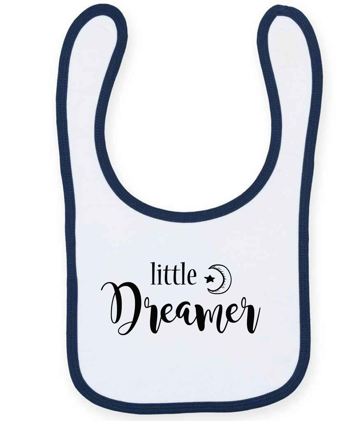 Little Dreamer toddler bib in white/navy