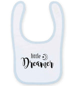 Little Dreamer toddler bib in white/pale blue