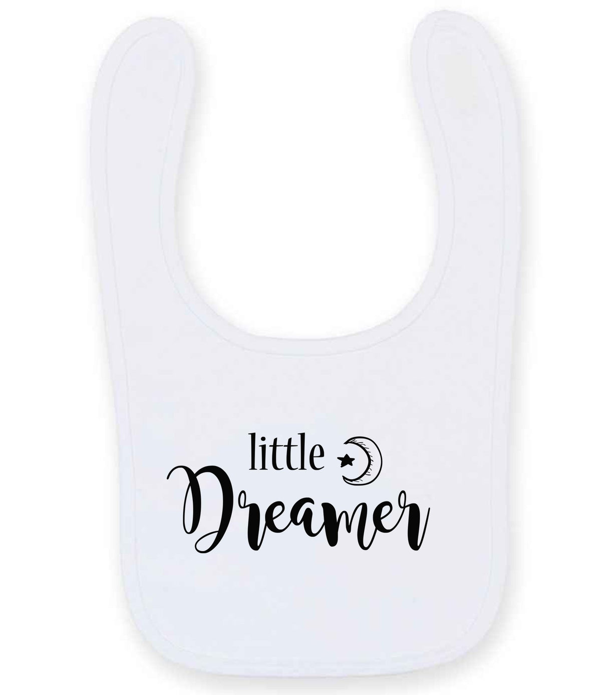 Little Dreamer toddler bib in white