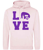 Love – Unisex Hoodie in Baby Pink with Purple vinyl