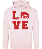 Love – Unisex Hoodie in Baby Pink with Red vinyl
