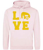 Love – Unisex Hoodie in Baby Pink with Yellow vinyl