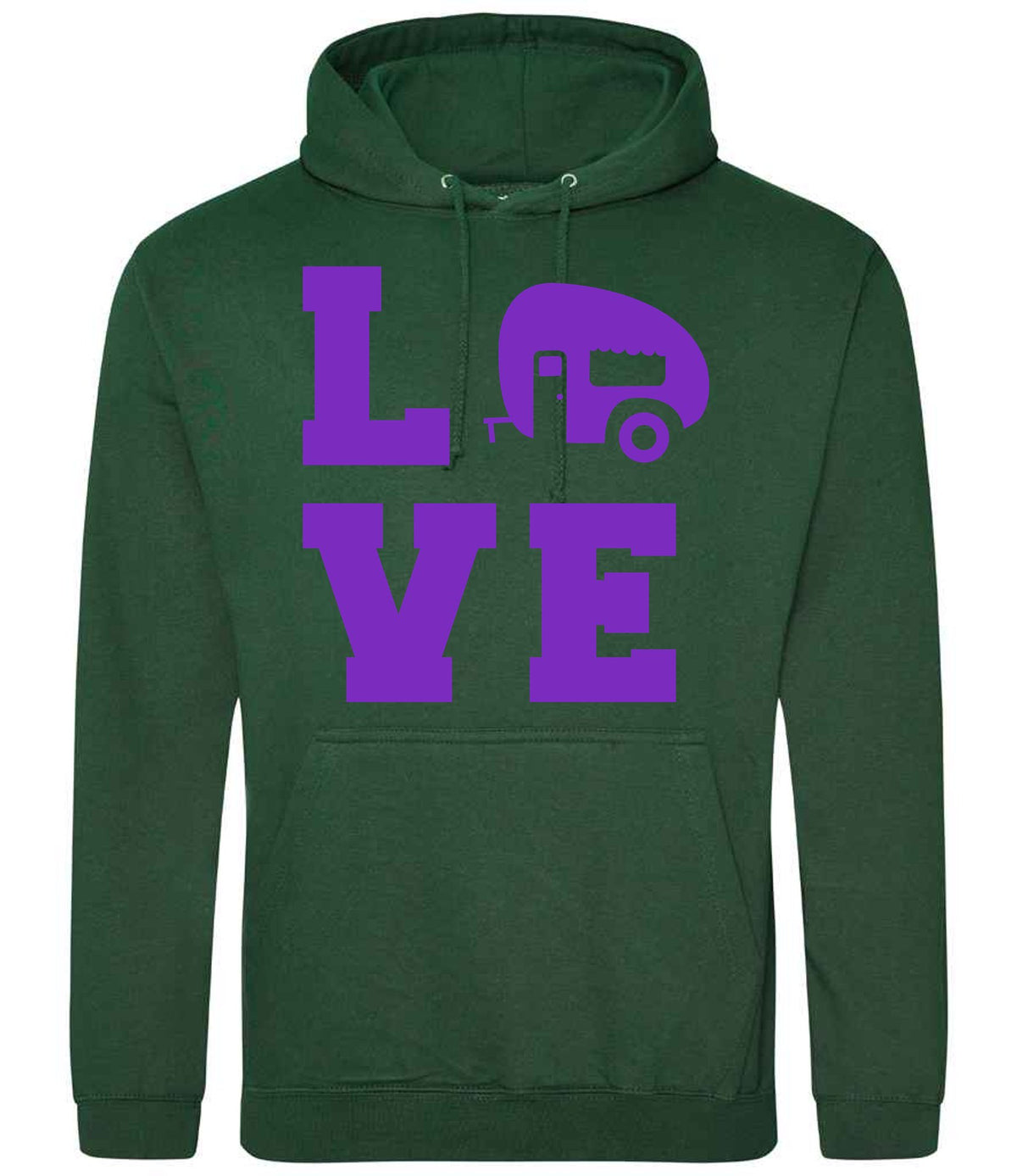 Love – Unisex Hoodie in Bottle Green with Purple vinyl