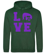 Love – Unisex Hoodie in Bottle Green with Purple vinyl