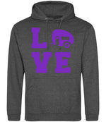 Love – Unisex Hoodie in Charcoal with Purple vinyl