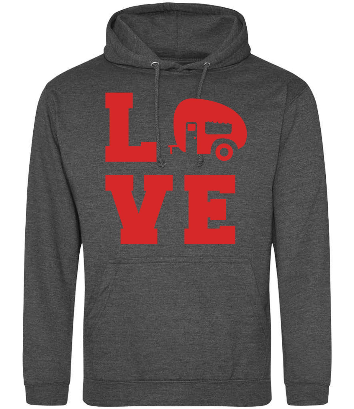 Love – Unisex Hoodie in Charcoal with Red vinyl