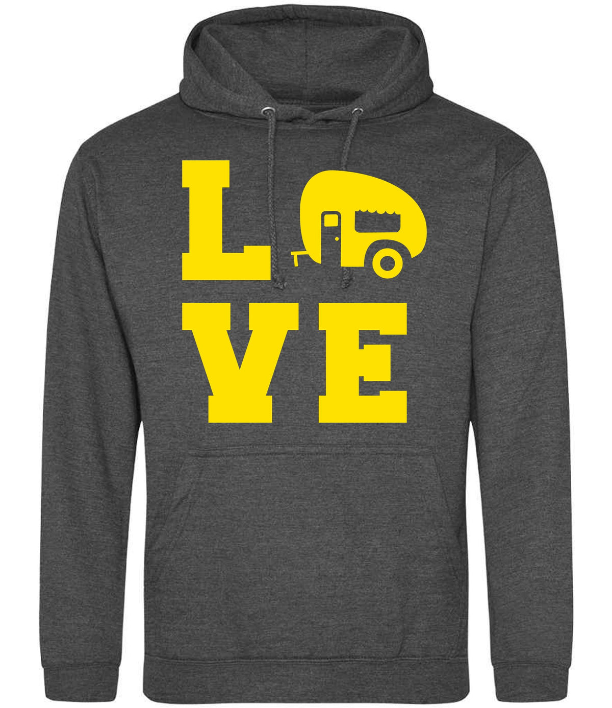 Love – Unisex Hoodie in Charcoal with Yellow vinyl