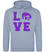 Love – Unisex Hoodie in Dusty Blue with Purple vinyl