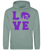 Love – Unisex Hoodie in Dusty Green with Purple vinyl