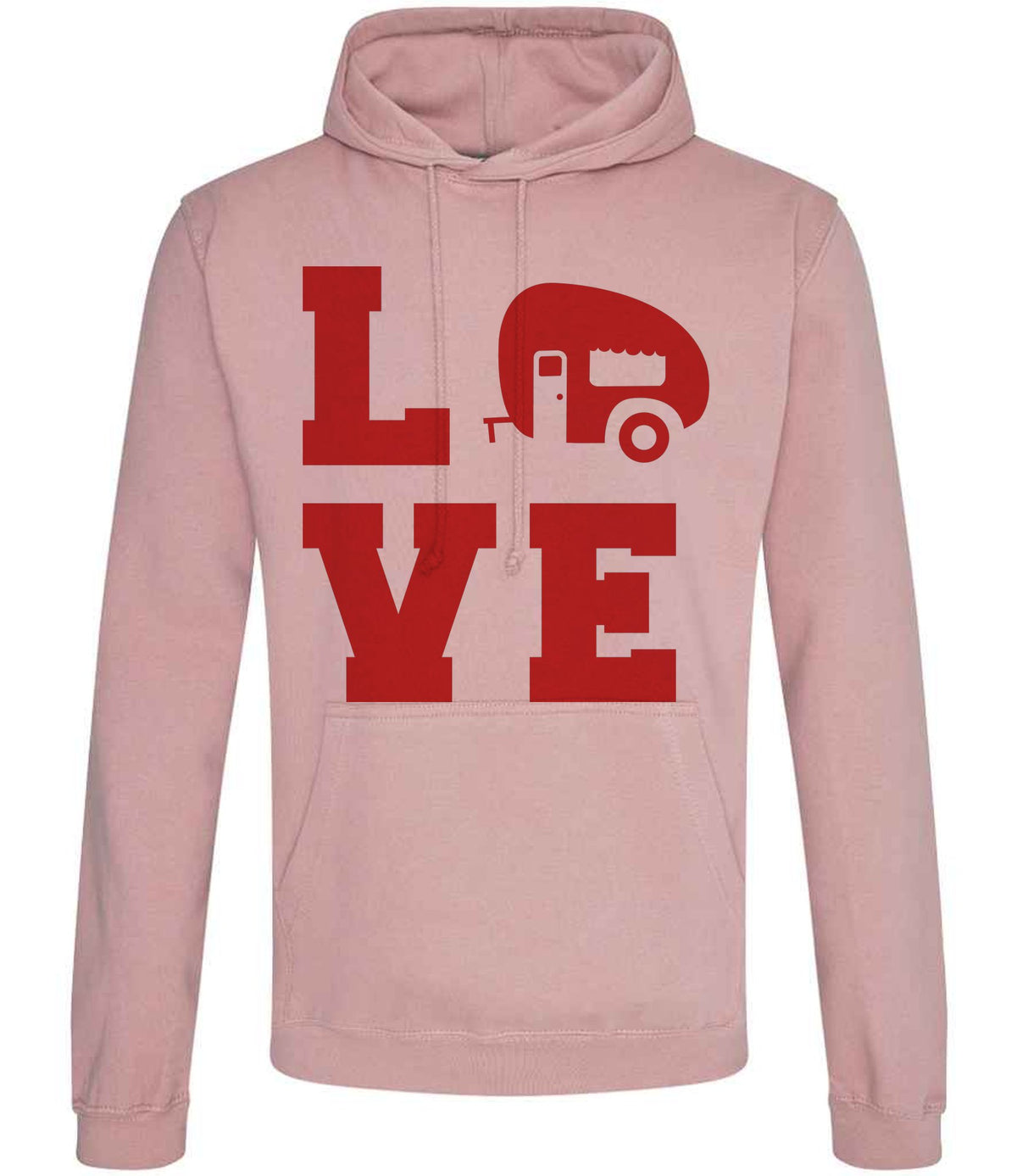 Love – Unisex Hoodie in Dusty Pink with Red vinyl