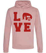 Love – Unisex Hoodie in Dusty Pink with Red vinyl